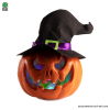 Calabaza decorativa con sombrero, luces y sonido de 37 cm