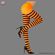 Meia-calça Listrada Laranja Preta