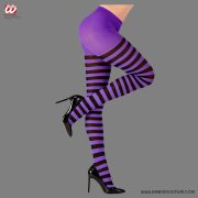 Purple Black Striped Tights