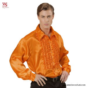 Camisa Moda Disco Años 70 Naranja
