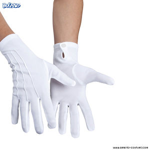 White Buttoned Gloves XL