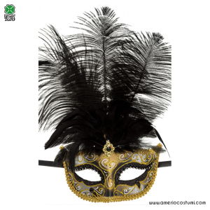 Mask with black and gold glitter 
