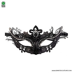 Black metal mask with rhinestones v1