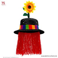 Pălărie de Clovn Negru cu Floare-Soare 