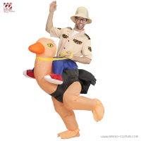 Explorer on Inflatable Ostrich