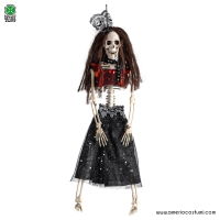 Esqueleto Feminino Pendurado com top e saia 40 cm