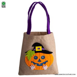 Bolsinha Halloween Juta com abóbora 40x21 cm