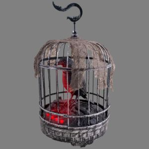 Corbeau animé en cage  