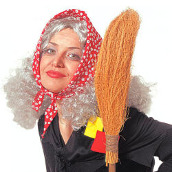 Alte Hexe Befana Perücke mit Schal