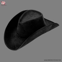 Pălărie de cowboy din imitație de piele întoarsă, neagră