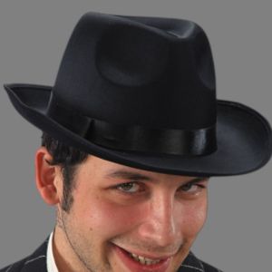 Black Satin Gangster Hat  