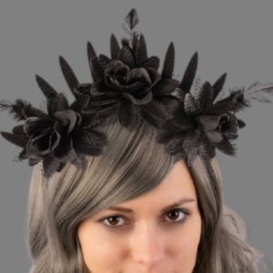 Diadema con Decoraciones Florales Negras  