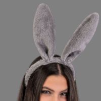 Diadema con Orejas de Conejo Grises