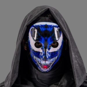 Maschera Horror Blu con decorazioni luminose