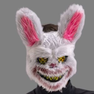 Horror rabbit mask in plastic with plush  