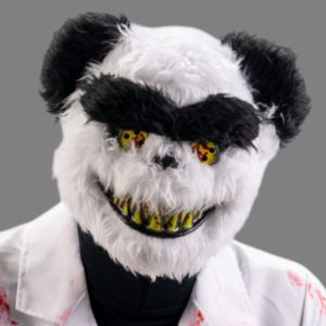 Maschera Horror Panda in plastica con peluche