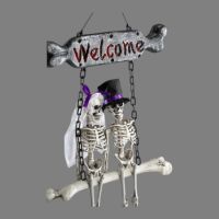 Skelett Braut und Bräutigam auf Schaukel 60x40 cm