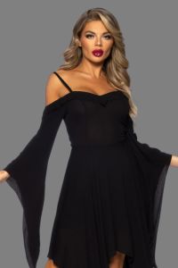 Cotton Bell Sleeved Black Dress