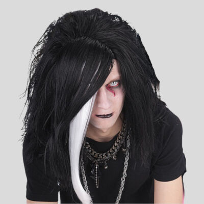 Parrucca Emo Cry Nera Bianco